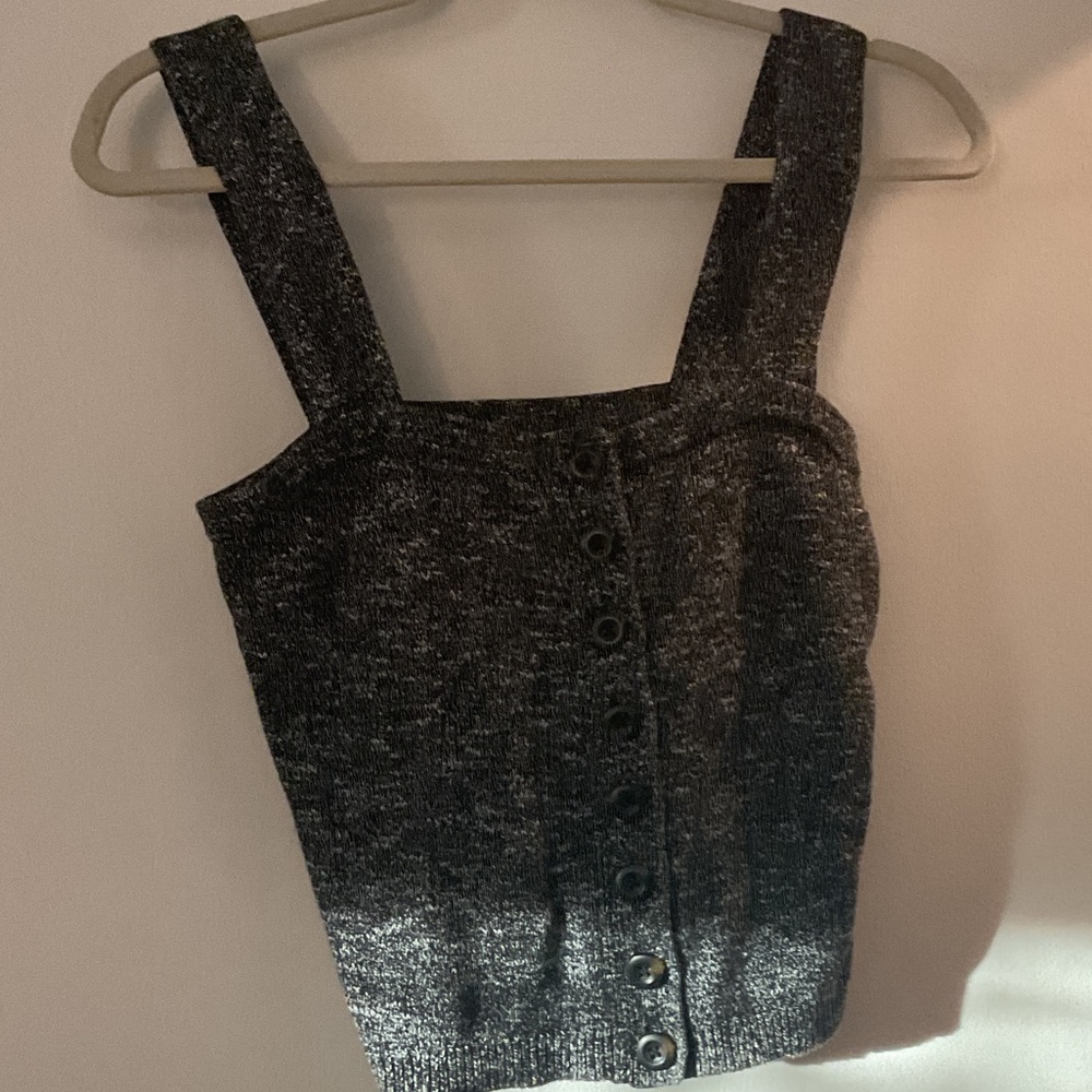 Madewell Charcoal Knit Button-Down Crop Top